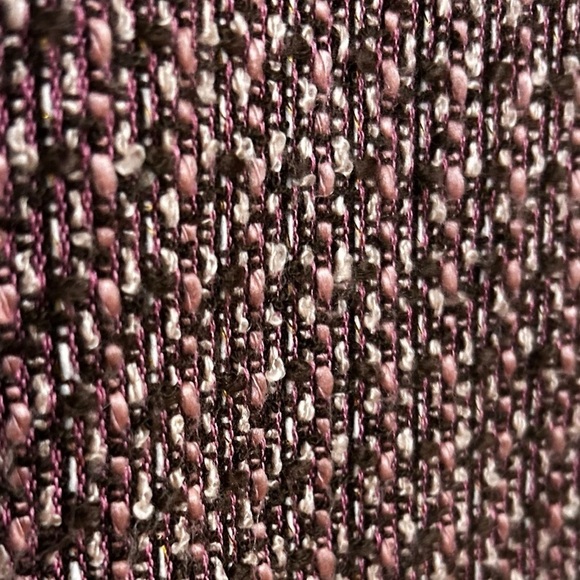 Women’s Pink Black White Tweed Pencil Skirt Velvet Fringe Trim Size 2 - Picture 6 of 11